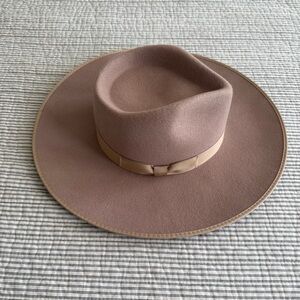 Lack Of Color Beige Wool Wide Brim Hat